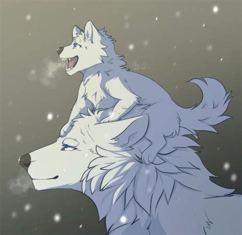 Lumine And His Mom Cute Wolf Drawings Anime Wolf Drawing Cute