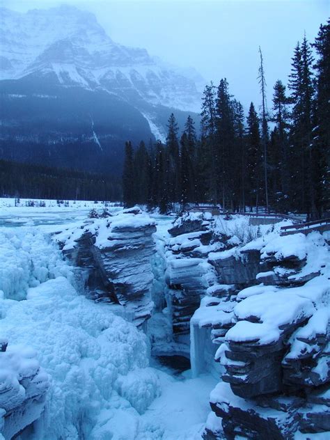 Athabasca Falls Canada Beautiful Places Plaines Athabasca Winter