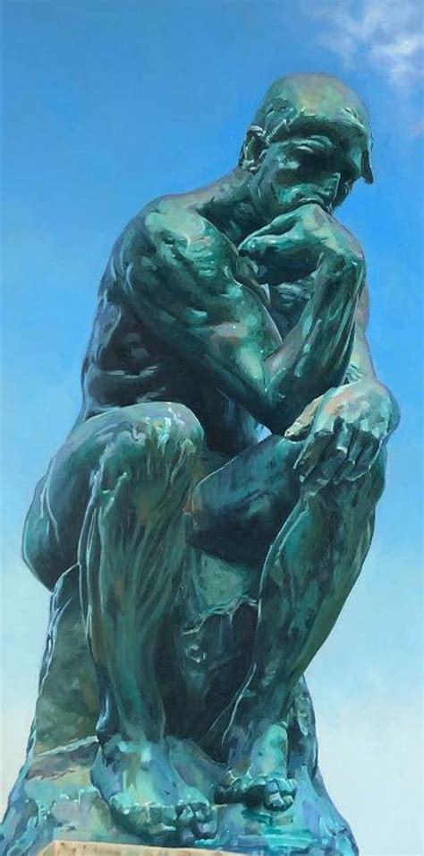Rodin The Thinker Sculpture Oil Painting Figurative Bronze French