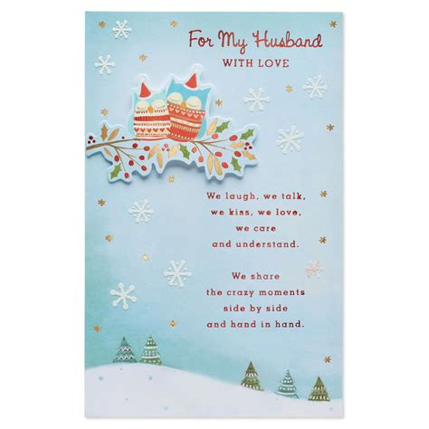 american greetings owls christmas card for husband with foil