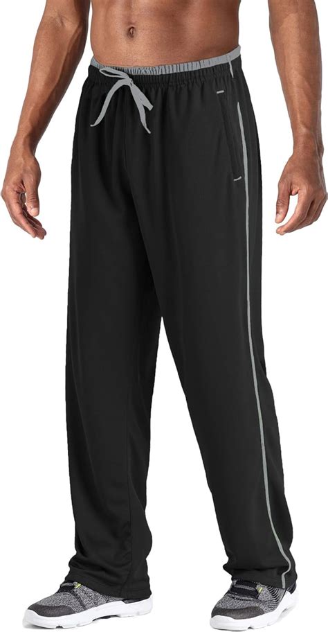lasiumiat men s workout pants with zipper pockets lightweight open bottom sweatpants running