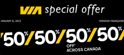 VIA Rail Canada Special Offers Sale: Save Big on Travel with 50% OFF