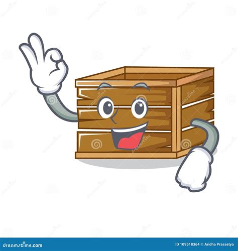 Okay Crate Character Cartoon Style Stock Vector Illustration Of Face