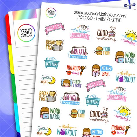 Daily Routine Planner Stickers Your World Of Colour Happy Planner