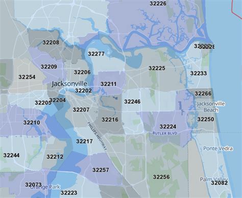 Jacksonville Florida Fl Zip Code Map Downloads