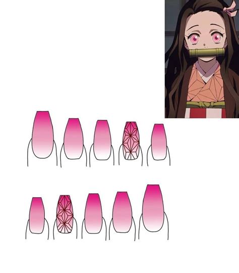 Uñas Nezuko Anime Nails Kawaii Nails Cute Simple Nails
