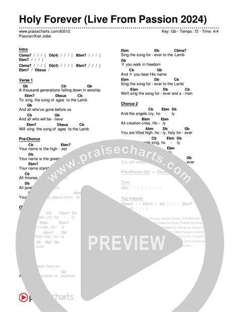 Holy Forever Live From Passion 2024 Chords Pdf Passion Kari Jobe Praisecharts