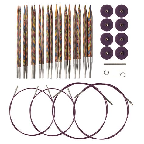 Options Interchangeable Rainbow Wood Circular Knitting Needle Set From