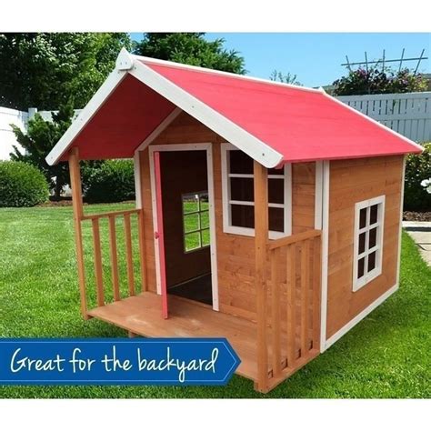 Kids Outdoor Wooden Cubby House W Veranda In Pink Buy Cubby Houses