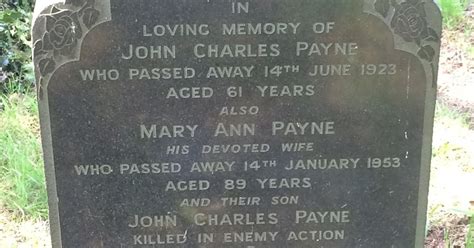Beyond The Grave Remembering John Charles Payne 6th Northamptonshire