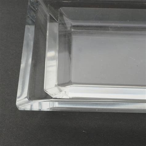 Lot 2 Vintage Czech Crystal Clear Glass Square Trinket Dressing Table Trays