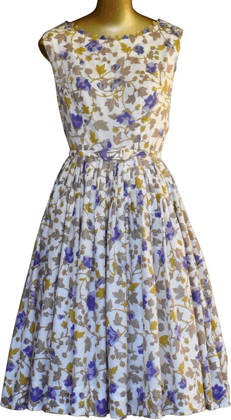 Vintage 50s Fit And Flare Purple Floral Print Dress Shop Thrilling