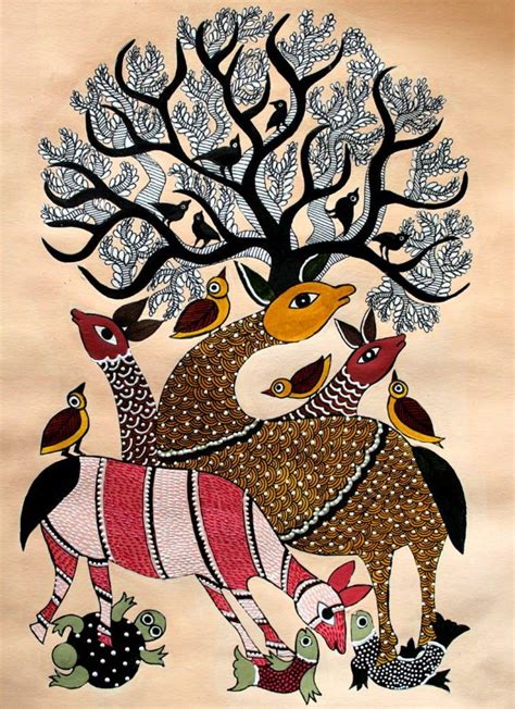 Gond Tribal Art Etsy In 2020 Tribal Art Gond Painting Indian Folk Art