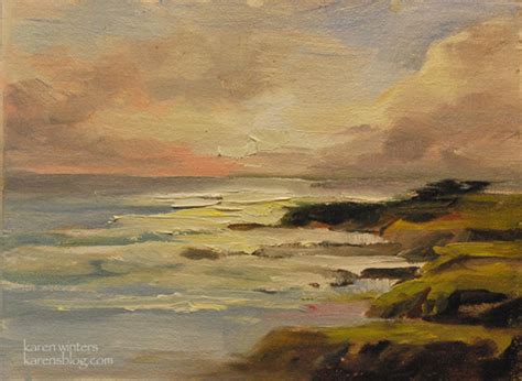 Moonstone Beach Sunset Cambria Plein Air Oil Painting Seascape By Karen