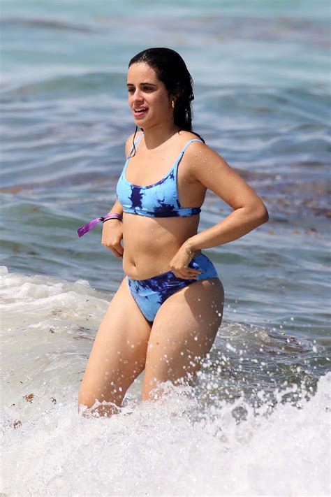 camila cabello in a blue bikini on the beach in miami 06 02 2021