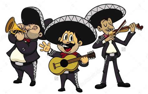 Three Mariachis Playing Mexican Music Mariachi Cartoon Mexican Art