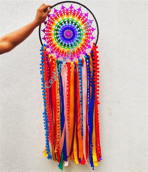 Lage Dream Catcher Dream Catcher Wall Hanging Rainbow Color Etsy
