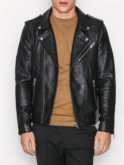 Mens Genuine Lambskin Black Leather Jacket Motorcycle New Slim Fit