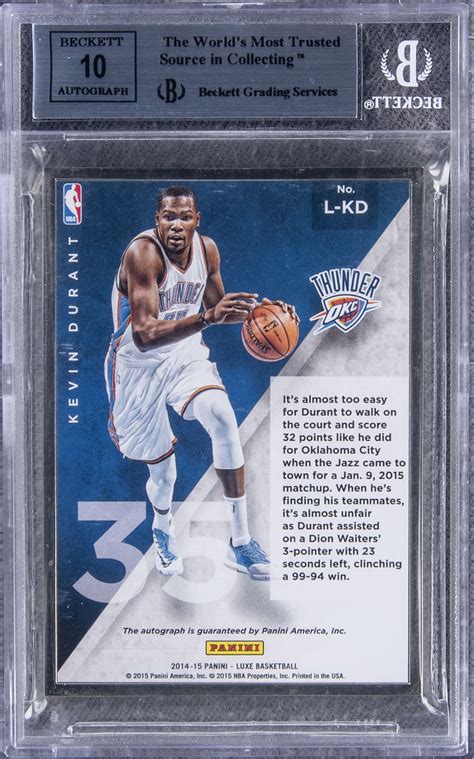 Lot Detail Panini Luxe Kevin Durant Autograph