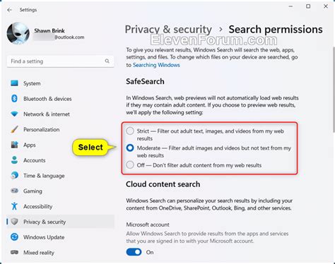 Change Bing Safesearch Filters In Windows 11 Tutorial Windows 11 Forum