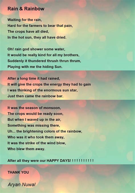 Rain And Rainbow Rain And Rainbow Poem By Aryan Nuwal