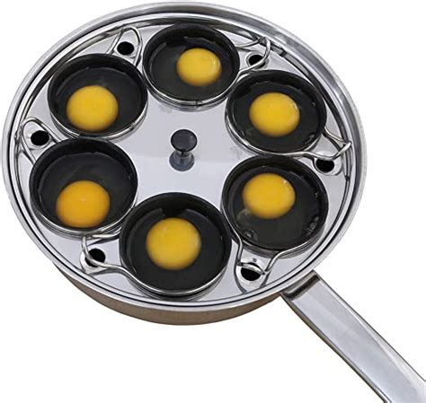 6 Cups Egg Poacher Pan Stainless Steel Poached Egg Cooker Induction