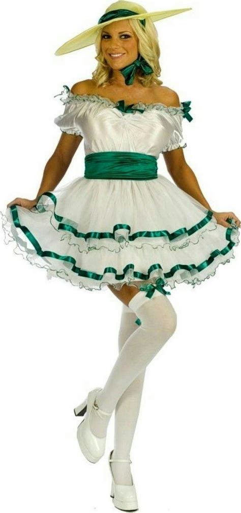 Fun World Womens Sexy White Green Southern Belle Antebellum Costume S