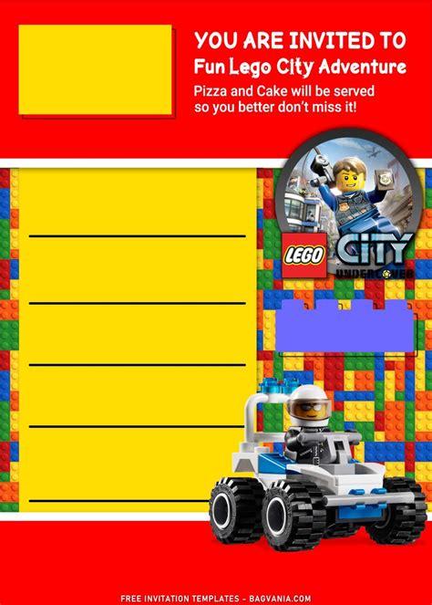 9 Fun Lego City Adventure Birthday Invitation Templates For Kids