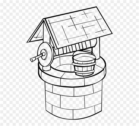 Well Clipart Well Bucket Water Well Coloring Page Png Download