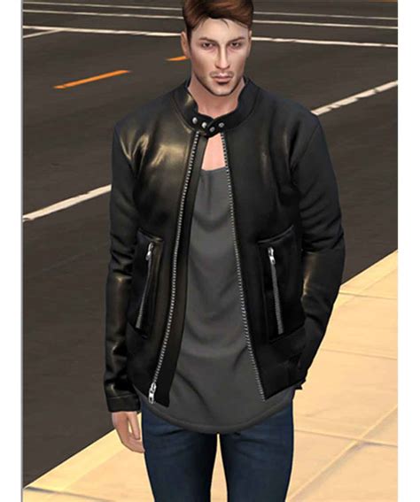 Mens Black Sims 4 Leather Jacket Usa Leather Factory