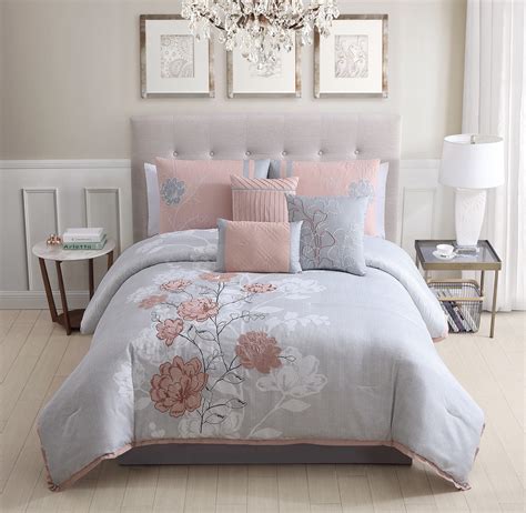 Quality And Comfort Queen Size Comforter Set Rose Damask Bedskirt Bedding Bed 7 Piece Elegant