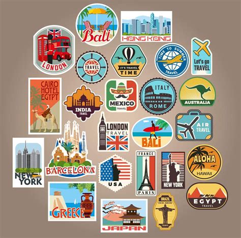 X Luggage Stickers Suitcase Patches Vintage Travel Labels Retro