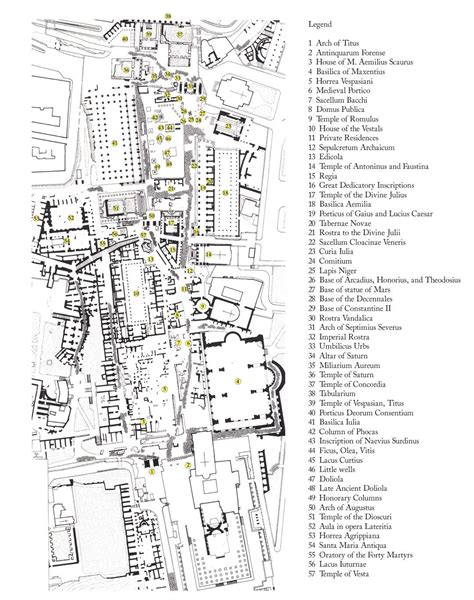 Map Showing Prominent Buildings And Monuments Of The Ancient Forum