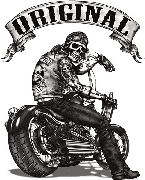 Biker Skull Biker Png Download Motorcycle Drawing Biker Art Skull