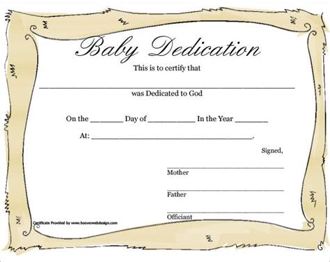 Baby Dedication Certificate Template Printable