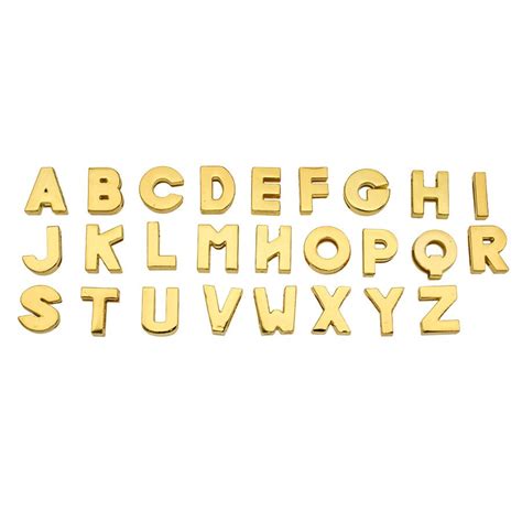 260pcs 8mm English Alphabet A Z Golden Color Plain Slide Charms Diy