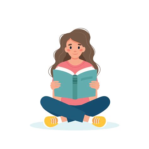Woman Reading Book While Sitting Learning And Literacy Day Concept