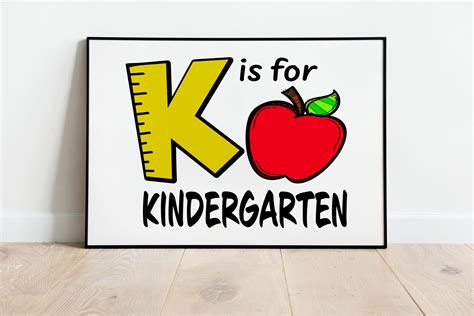 K Is For Kindergarten Sign Printable Kindergarten Sign Etsy