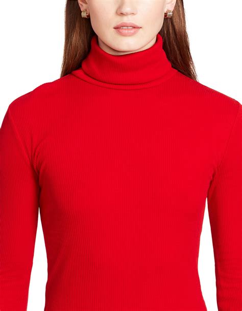 Lauren By Ralph Lauren Ribbed Turtleneck Sweater In Red Lyst