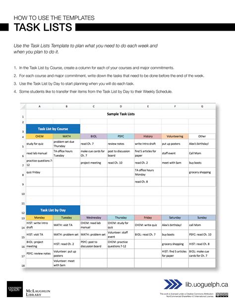 Excel Task Lists Digital Learning Commons