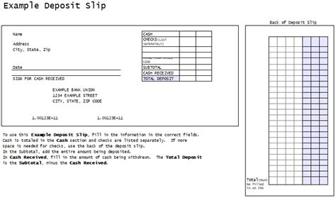 Printable Excel Deposit Slip Template Imagesee
