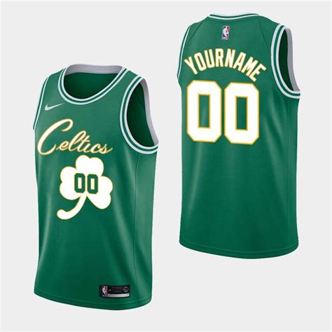 Mens Boston Celtics 00 Custom Green Fashion Forever Lucky Jersey