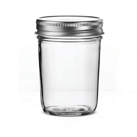 8 Ounce Glass Regular Mouth Mason Jars With Silver Metal Airtight Lids For Food Storage High