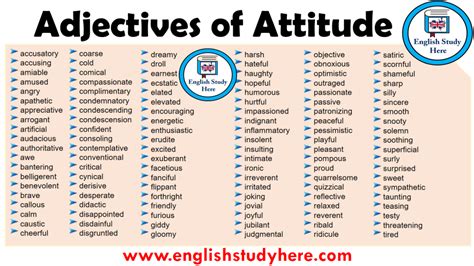 Most Common Adjectives English Study Here