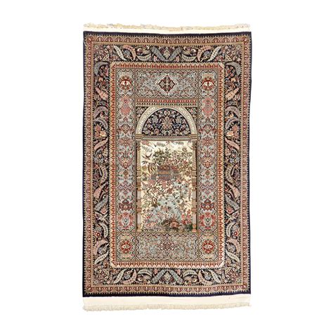 bonhams a fine part silk isfahan rug central persia 230cm x 150cm