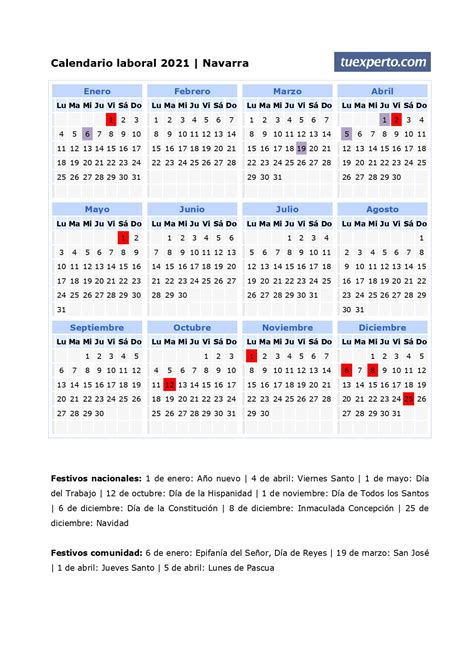 Calendario laboral de vizcaya 2021. Calendario laboral 2021, calendarios con festivos por comunidad para imprimir