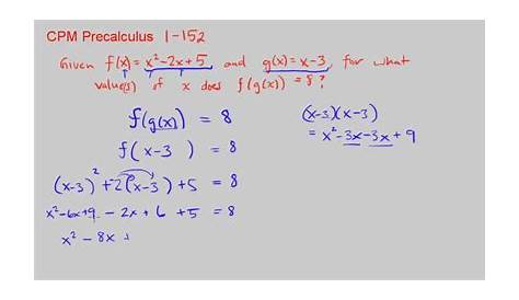 CPM Precalculus 1-152 - Composition of functions - YouTube