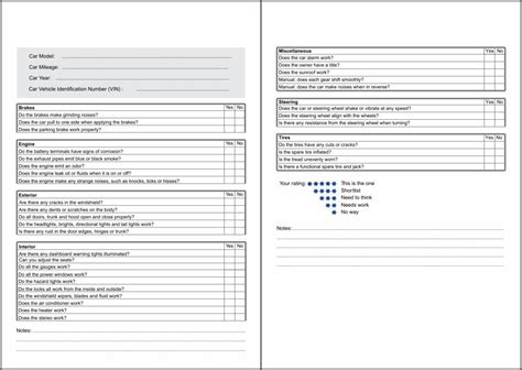 Printable Vehicle Inspection Report Template Printable Templates Porn