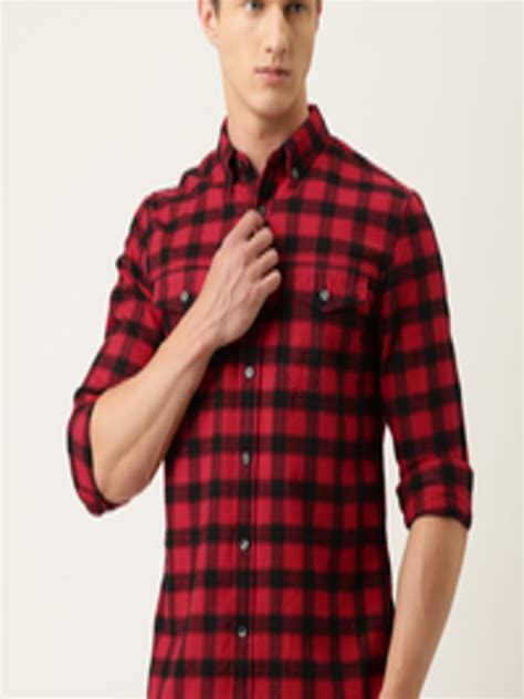 Buy Calvin Klein Jeans Men Red And Black Regular Fit Checked Casual Shirt