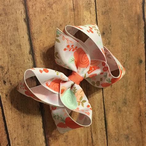 Coral Aqua With Peach And Gold Accents Boutique Hair Bow Hair Clip